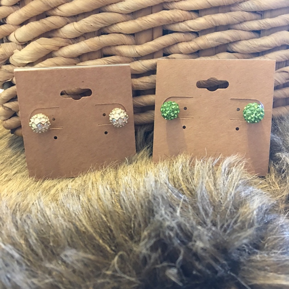 Bundle of two pairs disco ball pierced earrings